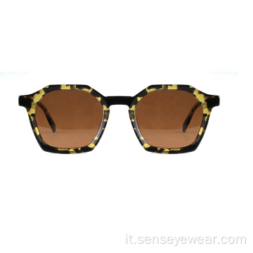 Donne logo personalizzate Uv400 occhiali da sole polarizzati con acetato con smussatura